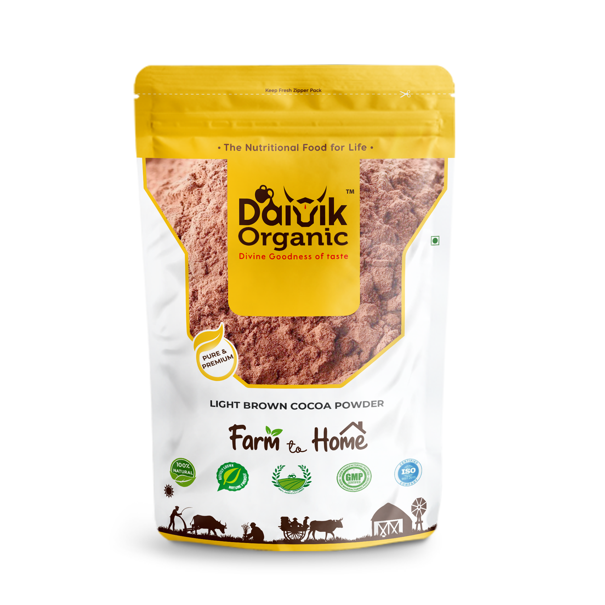 ORGANIC LIGHT BROWN-RAW & UNSWEENTENED  COCOA POWDER