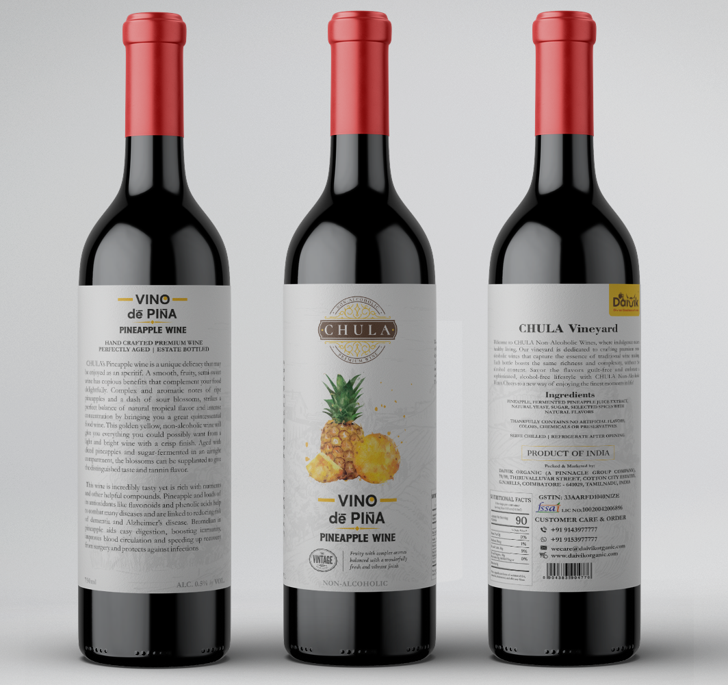 Chula Natural Non-alcoholic Pineapple Wine | Vino de Pina | DAIVIK ORGANIC